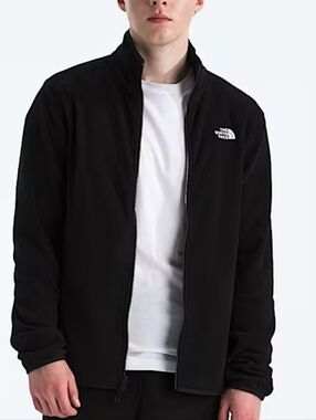 The North Face Black Full-Zip Fleece Jacket with White Logo Mens LARGE